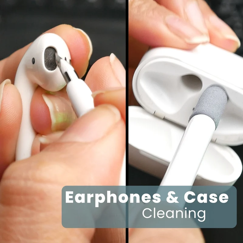 Cadorabo 32-in-1 Elektronik Reinigungsset – Reinigungsstift & Bürsten Für AirPods/Kopfhörer, Handy, Tablet, Laptop, Tastatur, Kamera – Bildschirmreiniger, Pinzette, SIM-Nadel, Staubentferner Etui