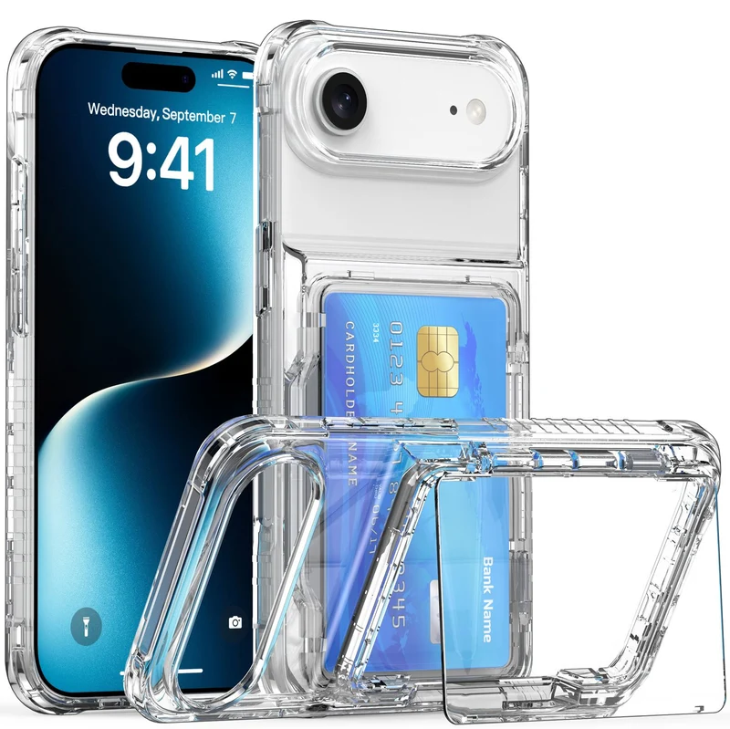 Cadorabo Handyhülle mit Kartenfach für Apple iPhone 17 AIR – TPU Schutzhülle mit Klappfach für Karten & Ausweis – Stoßfest, Slim Design, Kratzfest