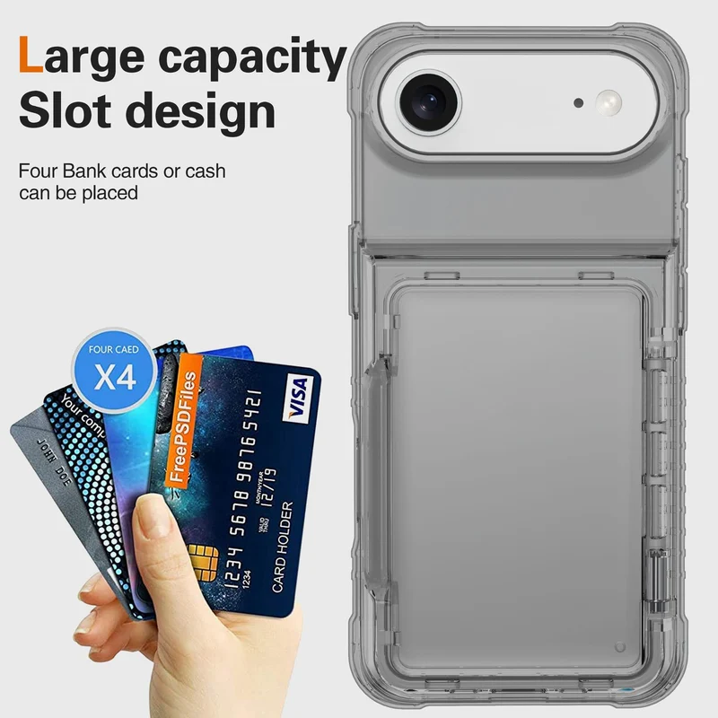 Cadorabo Handyhülle mit Kartenfach für Apple iPhone 17 AIR – TPU Schutzhülle mit Klappfach für Karten & Ausweis – Stoßfest, Slim Design, Kratzfest