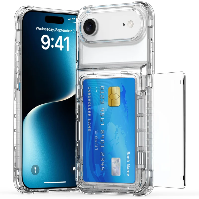 Cadorabo Handyhülle mit Kartenfach für Apple iPhone 17 AIR – TPU Schutzhülle mit Klappfach für Karten & Ausweis – Stoßfest, Slim Design, Kratzfest