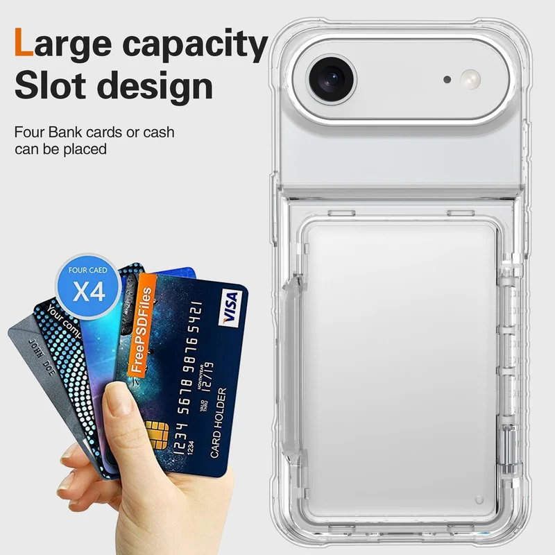 Cadorabo Handyhülle mit Kartenfach für Apple iPhone 17 AIR – TPU Schutzhülle mit Klappfach für Karten & Ausweis – Stoßfest, Slim Design, Kratzfest