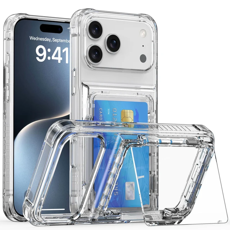 Cadorabo Handyhülle mit Kartenfach für Apple iPhone 17 PRO – TPU Schutzhülle mit Klappfach für Karten & Ausweis – Stoßfest, Slim Design, Kratzfest
