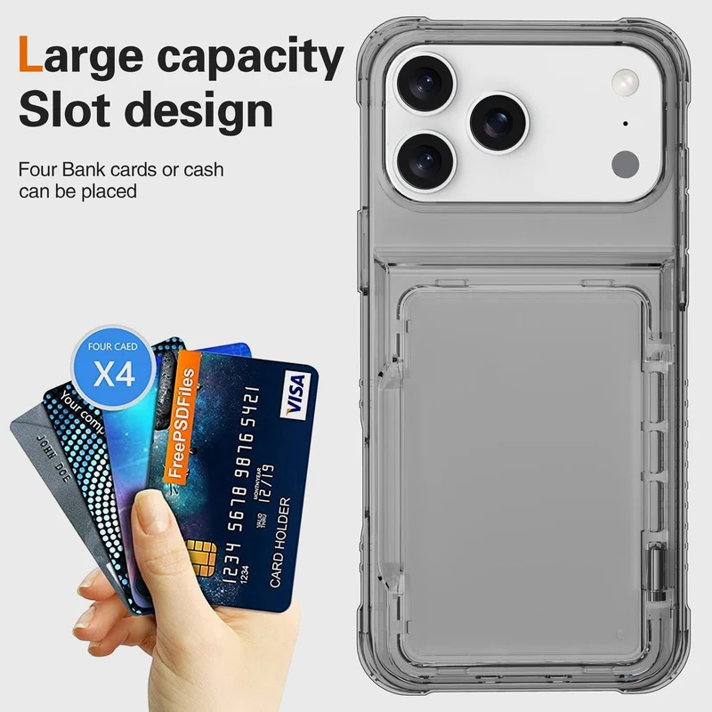 Cadorabo Handyhülle mit Kartenfach für Apple iPhone 17 PRO – TPU Schutzhülle mit Klappfach für Karten & Ausweis – Stoßfest, Slim Design, Kratzfest