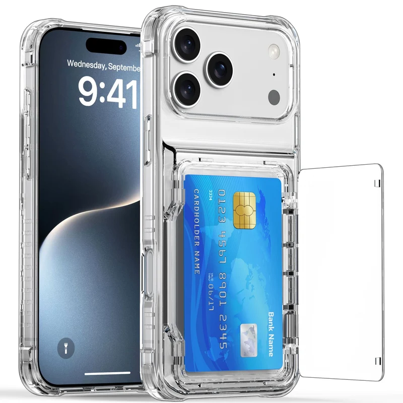 Cadorabo Handyhülle mit Kartenfach für Apple iPhone 17 PRO – TPU Schutzhülle mit Klappfach für Karten & Ausweis – Stoßfest, Slim Design, Kratzfest