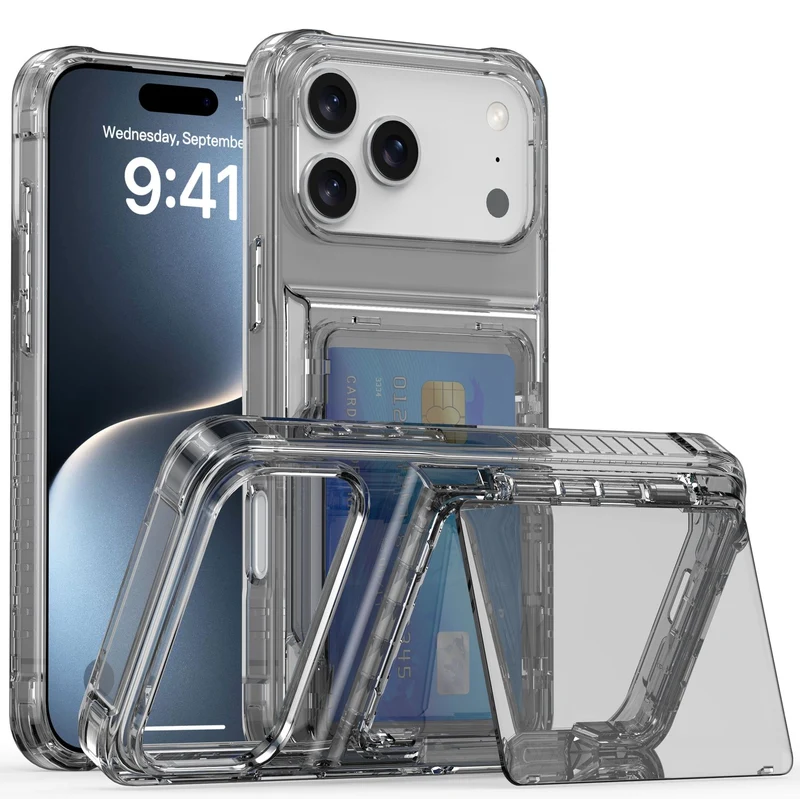 Cadorabo Handyhülle mit Kartenfach für Apple iPhone 17 PRO – TPU Schutzhülle mit Klappfach für Karten & Ausweis – Stoßfest, Slim Design, Kratzfest