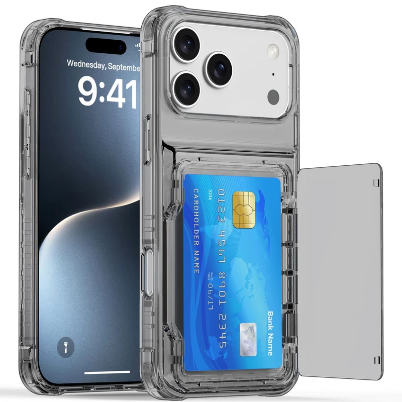 Cadorabo Handyhülle mit Kartenfach für Apple iPhone 17 PRO – TPU Schutzhülle mit Klappfach für Karten & Ausweis – Stoßfest, Slim Design, Kratzfest