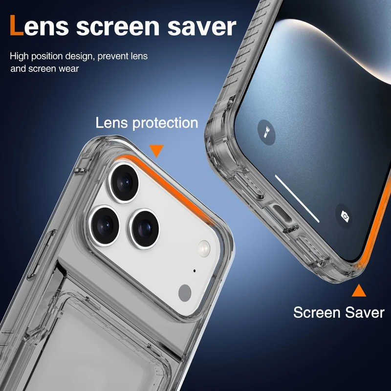 Cadorabo Handyhülle mit Kartenfach für Apple iPhone 17 PRO MAX – TPU Schutzhülle mit Klappfach für Karten & Ausweis – Stoßfest, Slim Design, Kratzfest