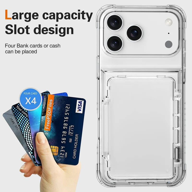 Cadorabo Handyhülle mit Kartenfach für Apple iPhone 17 PRO MAX – TPU Schutzhülle mit Klappfach für Karten & Ausweis – Stoßfest, Slim Design, Kratzfest