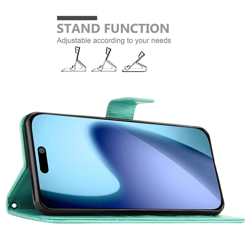Cadorabo Hülle kompatibel mit Apple iPhone 17 - Schutzhülle im Blumen Design mit Magnetverschluss, Standfunktion und Kartenfächern