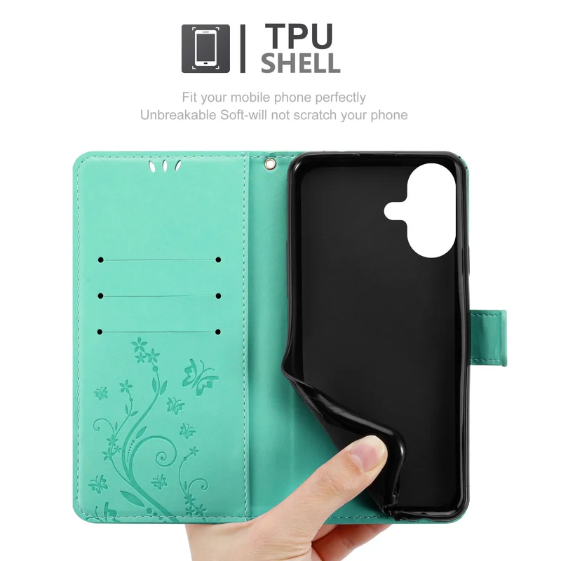 Cadorabo Hülle kompatibel mit Apple iPhone 17 - Schutzhülle im Blumen Design mit Magnetverschluss, Standfunktion und Kartenfächern