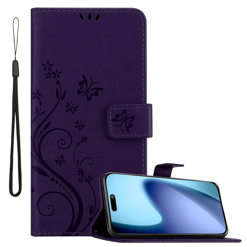 Cadorabo Hülle kompatibel mit Apple iPhone 17 - Schutzhülle im Blumen Design mit Magnetverschluss, Standfunktion und Kartenfächern