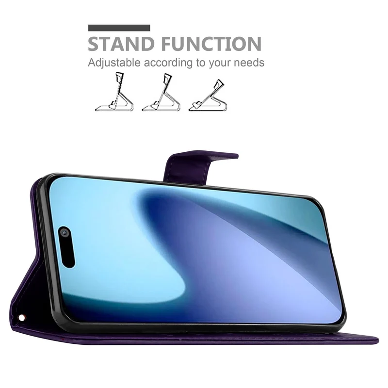 Cadorabo Hülle kompatibel mit Apple iPhone 17 - Schutzhülle im Blumen Design mit Magnetverschluss, Standfunktion und Kartenfächern
