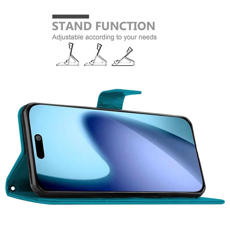 Cadorabo Hülle kompatibel mit Apple iPhone 17 - Schutzhülle im Blumen Design mit Magnetverschluss, Standfunktion und Kartenfächern