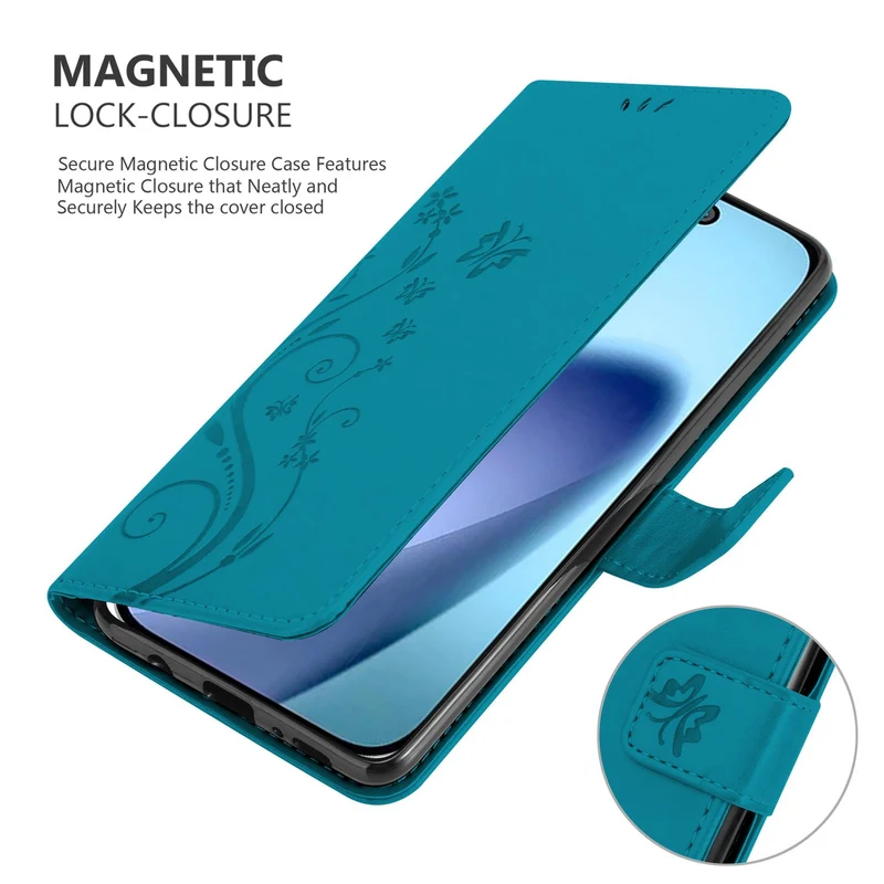 Cadorabo Hülle kompatibel mit Apple iPhone 17 - Schutzhülle im Blumen Design mit Magnetverschluss, Standfunktion und Kartenfächern