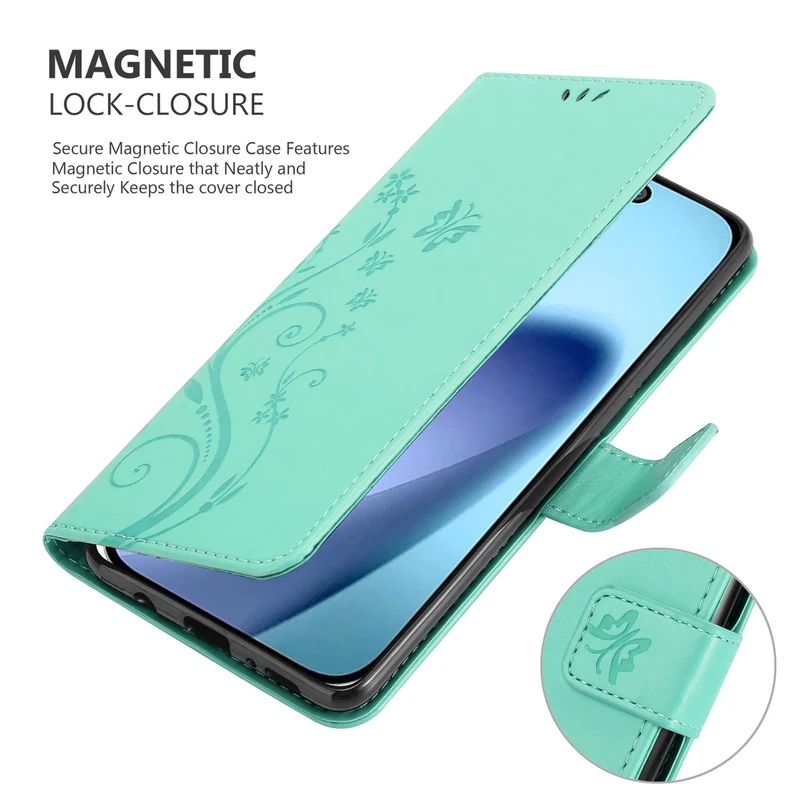 Cadorabo Hülle kompatibel mit Apple iPhone 17 AIR - Schutzhülle im Blumen Design mit Magnetverschluss, Standfunktion und Kartenfächern
