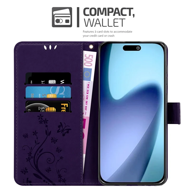 Cadorabo Hülle kompatibel mit Apple iPhone 17 AIR - Schutzhülle im Blumen Design mit Magnetverschluss, Standfunktion und Kartenfächern