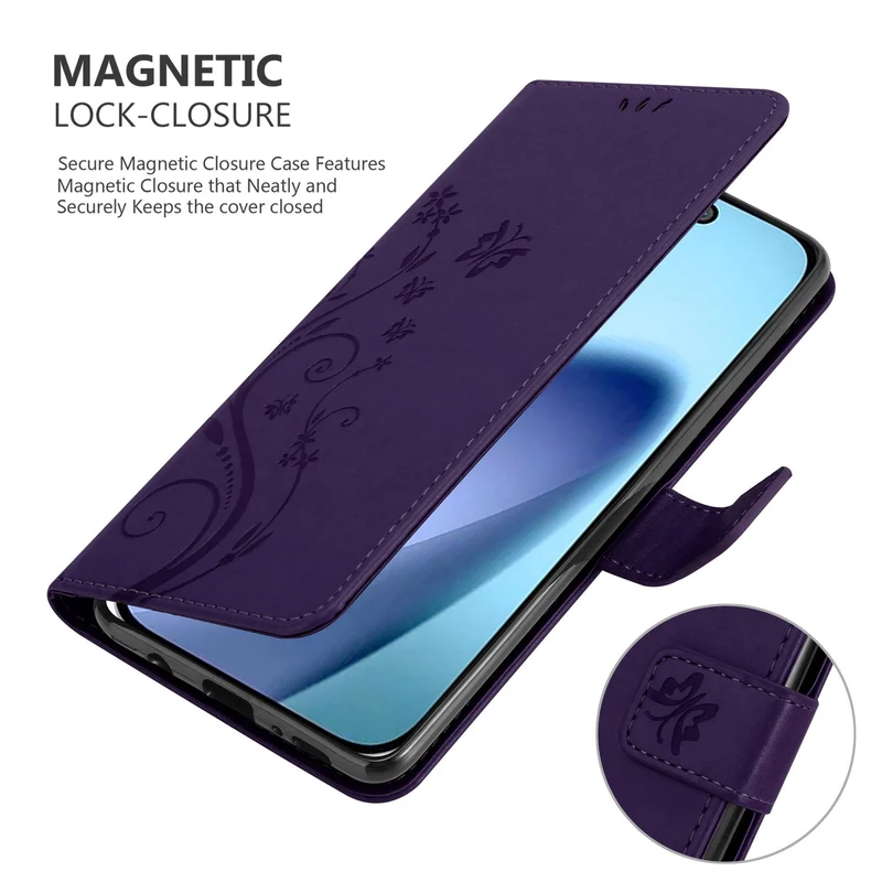 Cadorabo Hülle kompatibel mit Apple iPhone 17 AIR - Schutzhülle im Blumen Design mit Magnetverschluss, Standfunktion und Kartenfächern