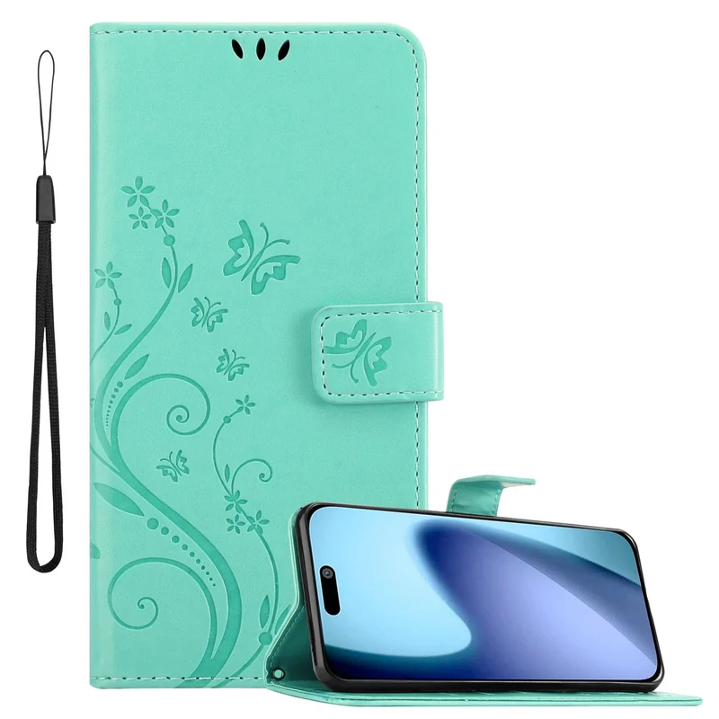 Cadorabo Hülle kompatibel mit Apple iPhone 17 AIR - Schutzhülle im Blumen Design mit Magnetverschluss, Standfunktion und Kartenfächern
