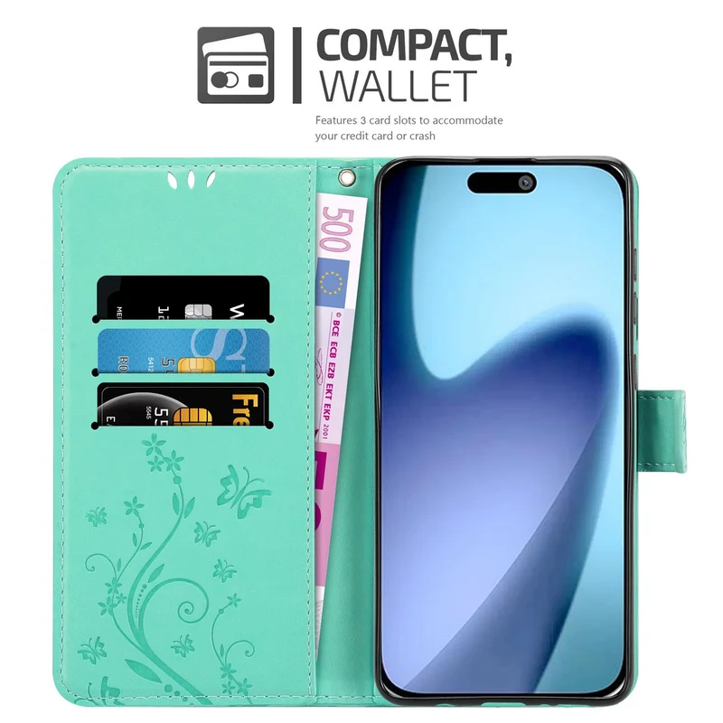 Cadorabo Hülle kompatibel mit Apple iPhone 17 AIR - Schutzhülle im Blumen Design mit Magnetverschluss, Standfunktion und Kartenfächern