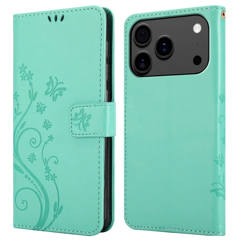 Cadorabo Hülle kompatibel mit Apple iPhone 17 PRO - Schutzhülle im Blumen Design mit Magnetverschluss, Standfunktion und Kartenfächern