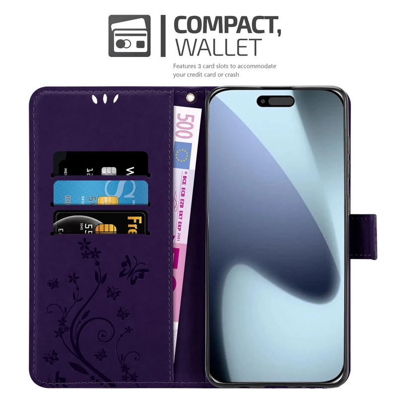 Cadorabo Hülle kompatibel mit Apple iPhone 17 PRO - Schutzhülle im Blumen Design mit Magnetverschluss, Standfunktion und Kartenfächern