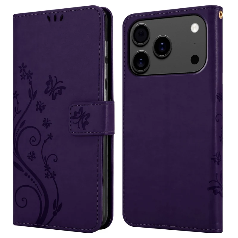 Cadorabo Hülle kompatibel mit Apple iPhone 17 PRO - Schutzhülle im Blumen Design mit Magnetverschluss, Standfunktion und Kartenfächern