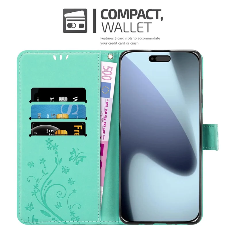 Cadorabo Hülle kompatibel mit Apple iPhone 17 PRO - Schutzhülle im Blumen Design mit Magnetverschluss, Standfunktion und Kartenfächern