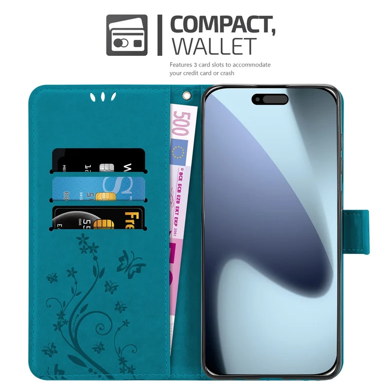 Cadorabo Hülle kompatibel mit Apple iPhone 17 PRO MAX - Schutzhülle im Blumen Design mit Magnetverschluss, Standfunktion und Kartenfächern