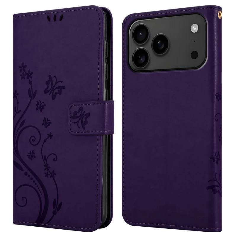 Cadorabo Hülle kompatibel mit Apple iPhone 17 PRO MAX - Schutzhülle im Blumen Design mit Magnetverschluss, Standfunktion und Kartenfächern
