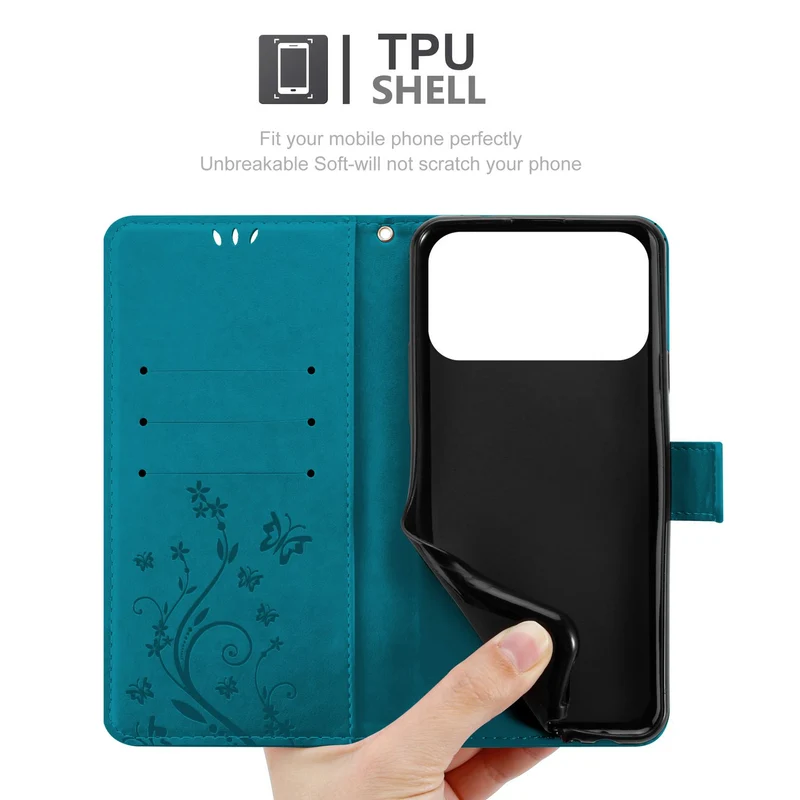 Cadorabo Hülle kompatibel mit Apple iPhone 17 PRO MAX - Schutzhülle im Blumen Design mit Magnetverschluss, Standfunktion und Kartenfächern