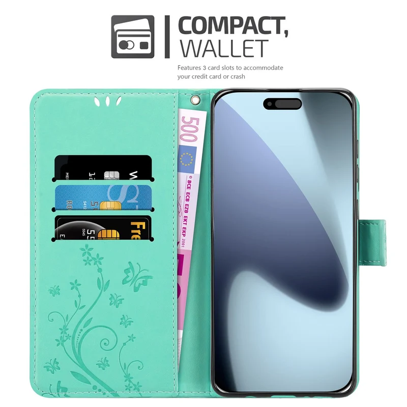 Cadorabo Hülle kompatibel mit Apple iPhone 17 PRO MAX - Schutzhülle im Blumen Design mit Magnetverschluss, Standfunktion und Kartenfächern