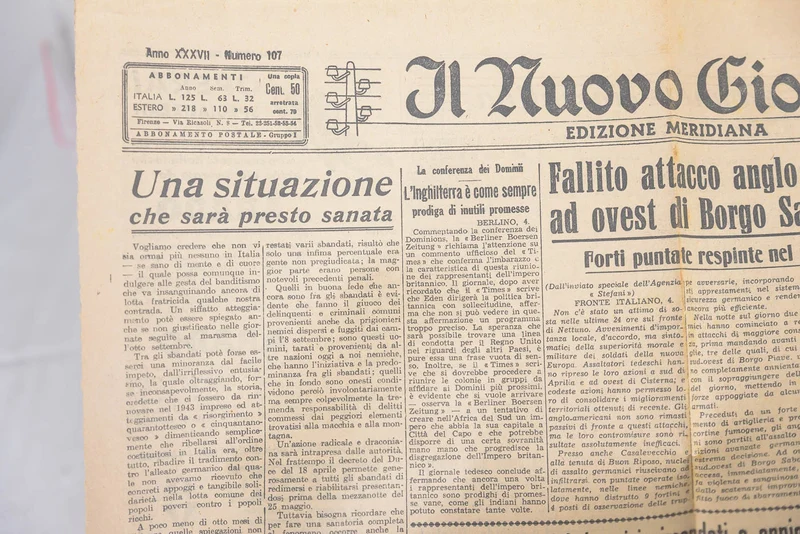 Nr. 5 Zeitungen „Il Nuovo Giornale“ Februar-Juli 1944
