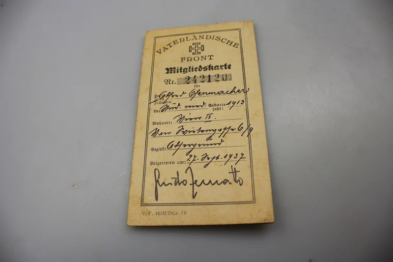 Arbeitsbuch + Vaterländische Front 30er/40er Jahre