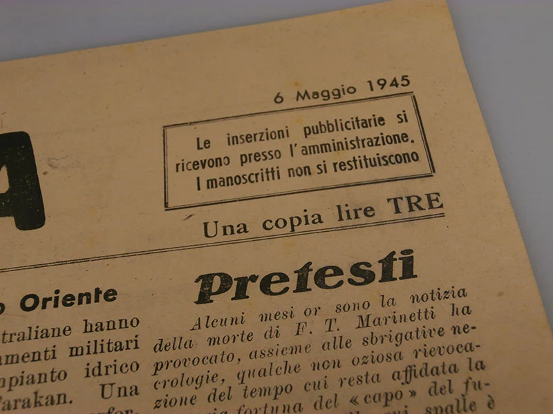 "Rinascita", zwei Ausgaben vom 3. und 6. Mai 1945
