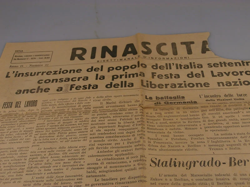 "Rinascita", zwei Ausgaben vom 3. und 6. Mai 1945
