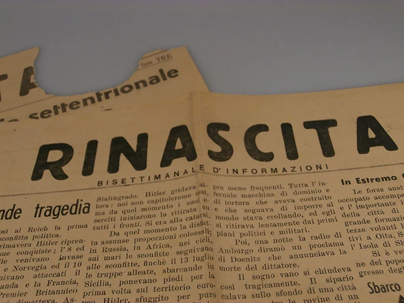 "Rinascita", zwei Ausgaben vom 3. und 6. Mai 1945
