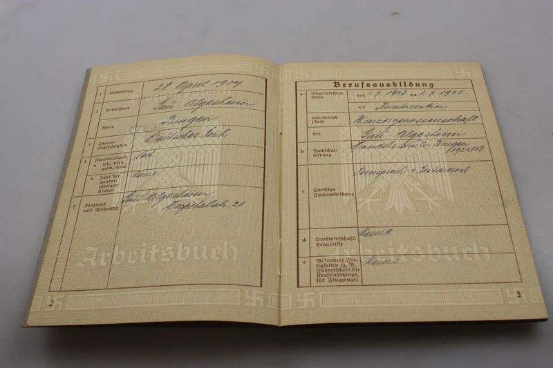 Arbeitsbuch III° Reich Vorkriegszeit