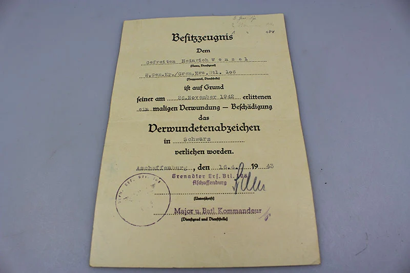 Verwundungsbescheinigung dritter Klasse