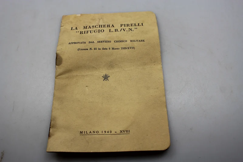 Handbuch „Pirelli „Rifugio“ Gasmaske LV/BN – 1940