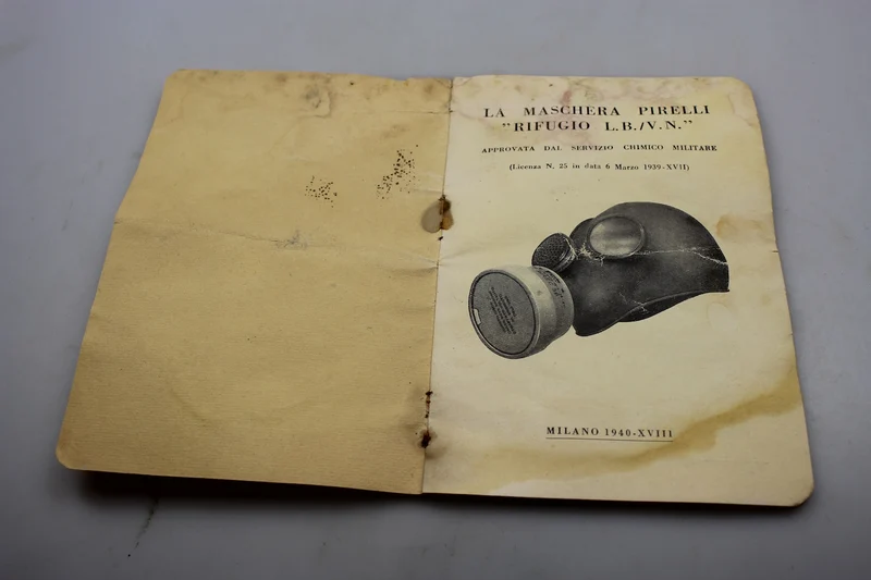 Handbuch „Pirelli „Rifugio“ Gasmaske LV/BN – 1940