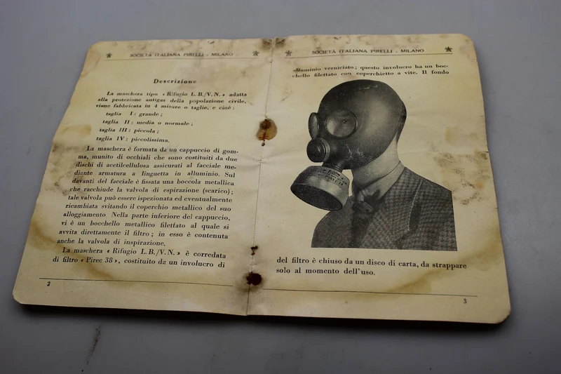 Handbuch „Pirelli „Rifugio“ Gasmaske LV/BN – 1940
