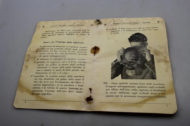 Handbuch „Pirelli „Rifugio“ Gasmaske LV/BN – 1940