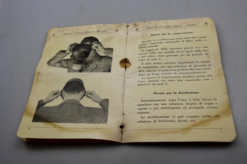 Handbuch „Pirelli „Rifugio“ Gasmaske LV/BN – 1940