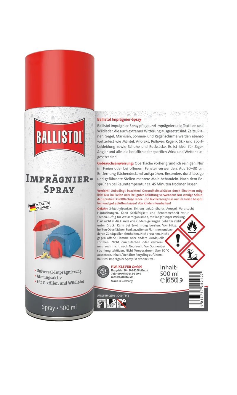 Ballistol Imprägnierspray für Textilien und Wildleder -verschiedene Größen-
