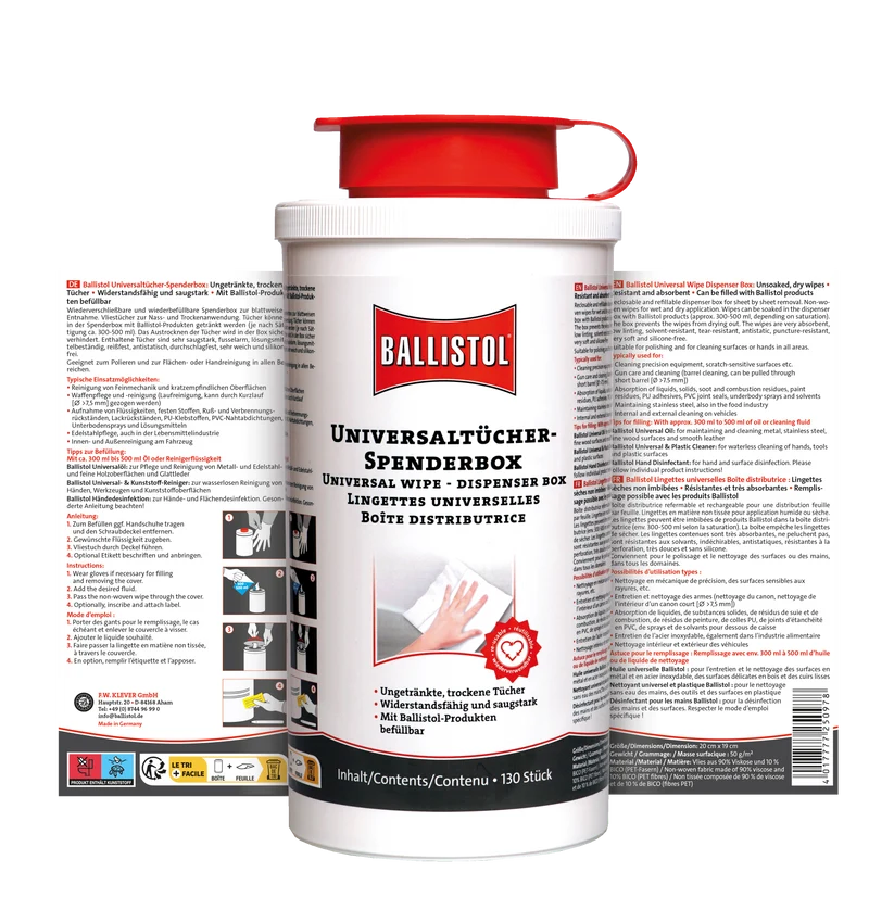 Ballistol Universaltücher Spenderbox mit 130 trockenen Tüchern