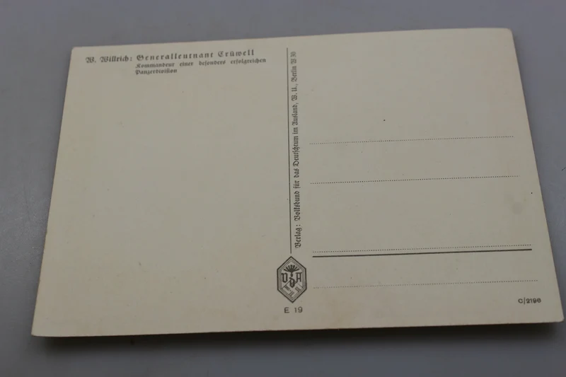 Postkarte Willrich – „Generalleutnant „Gruwell“
