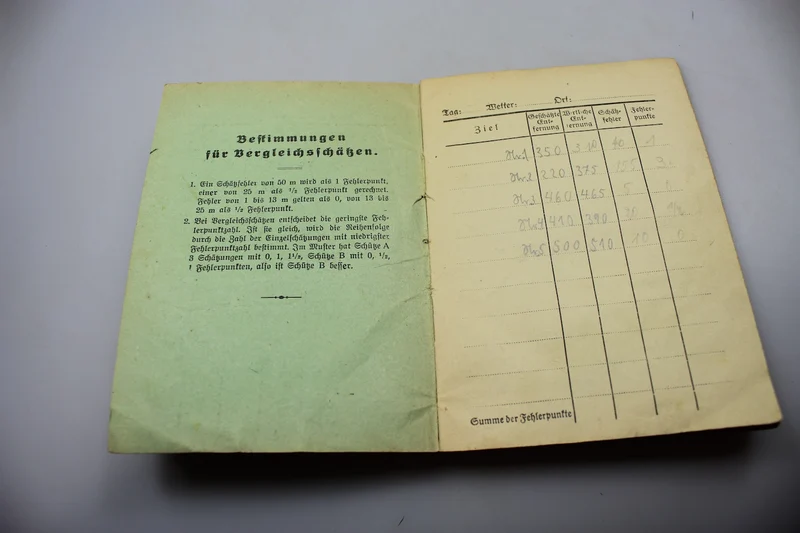 Entfernungsschakbuch Handbuch MG WW2