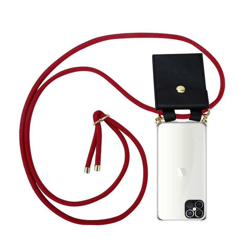 Cadorabo Handy Kette kompatibel mit Apple iPhone 12 / 12 PRO Silikon Schutzhülle mit Gold Ringen, Kordel Band und abnehmbarem Etui