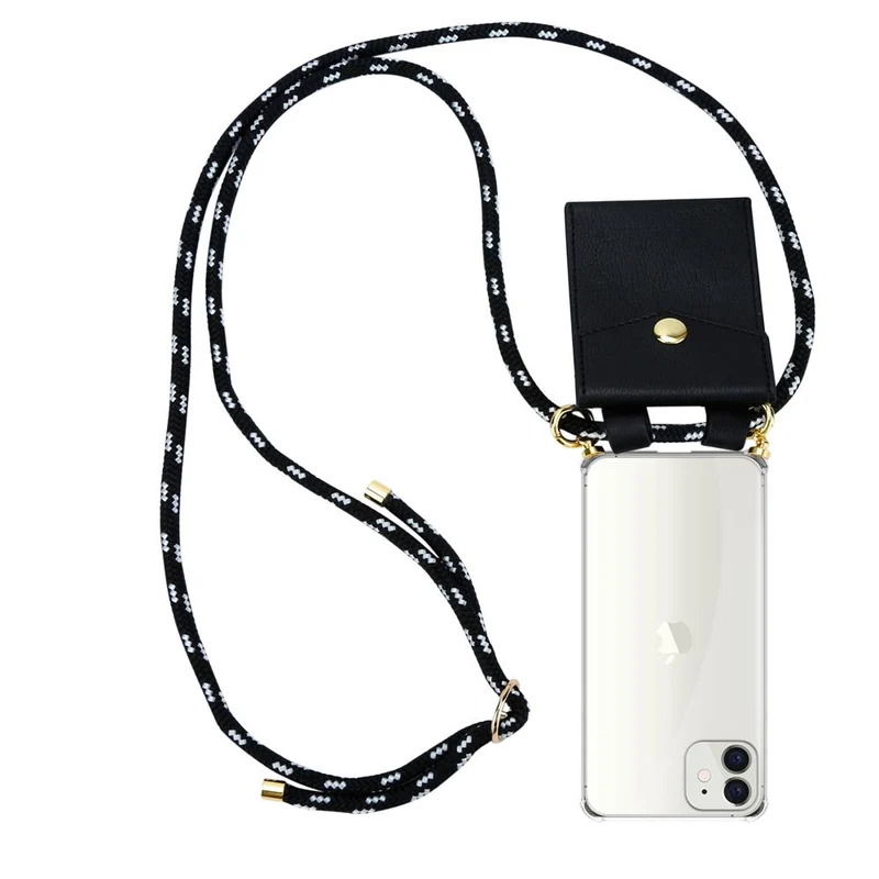 Cadorabo Handy Kette kompatibel mit Apple iPhone 12 MINI Silikon Schutzhülle mit Gold Ringen, Kordel Band und abnehmbarem Etui