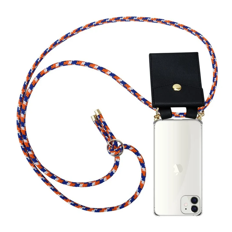 Cadorabo Handy Kette kompatibel mit Apple iPhone 12 MINI Silikon Schutzhülle mit Gold Ringen, Kordel Band und abnehmbarem Etui